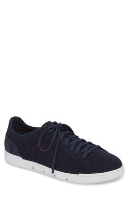 Swims Breeze Tennis Washable Knit Sneaker in Navy/White Fabric