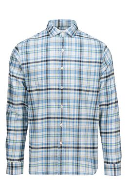 Swims Usk Plaid Flannel Button-Up Shirt in Arctic Blue