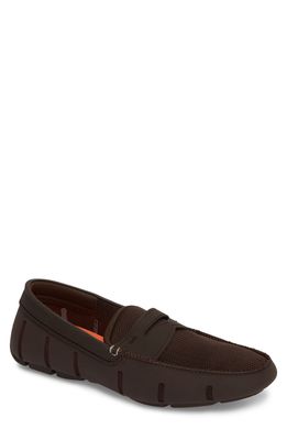 Swims Washable Penny Loafer in Brown Fabric