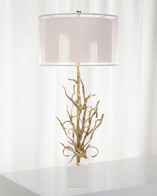 Swirling Reeds Brass Lamp