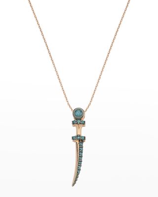 Sword Blue Diamond Pendant Necklace