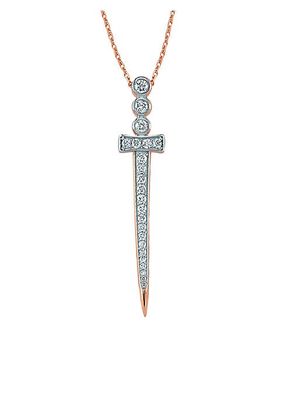 Sword Of Light 18K Rose Gold & Diamond Sword Necklace