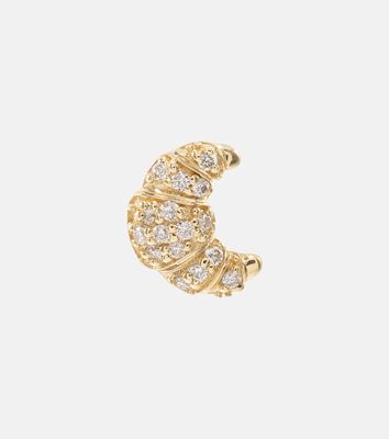 Sydney Evan Croissant Small 14kt gold stud earrings with diamonds