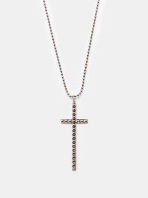 Sydney Evan - Cross Diamond & 14kt White Gold Necklace - Mens - Silver
