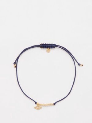 Sydney Evan - Evil Eye Diamond, 14kt Gold And Cord Bracelet - Mens - Gold Blue