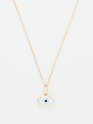 Sydney Evan - Evil Eye Enamel & 14kt Gold Necklace - Womens - Blue Multi