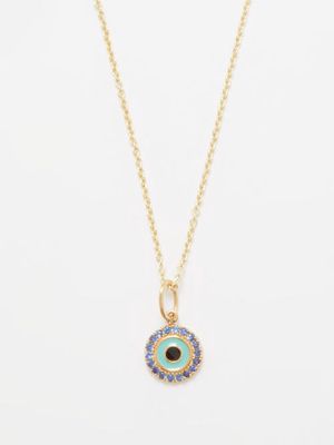 Sydney Evan - Evil Eye Enamelled 14kt Gold Necklace - Mens - Gold Blue