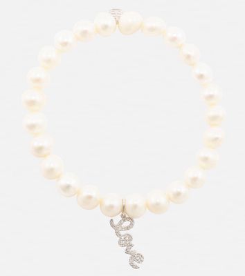 Sydney Evan Love 14kt white gold bracelet with diamonds and pearls