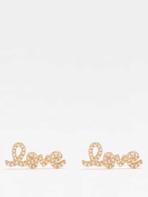 Sydney Evan - Love Diamond & 14kt Gold Earrings - Womens - Gold