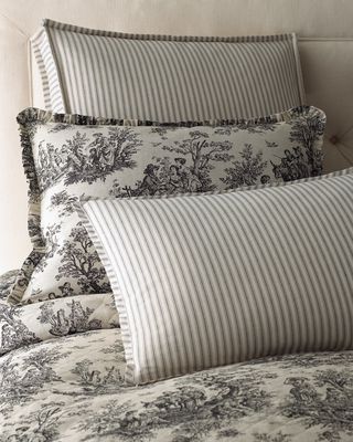 Sydney Square Toile Pillow with Piping, 18"Sq.