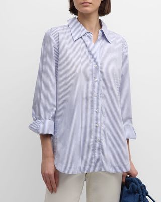 Sylvie Striped Button-Down Cotton Shirt