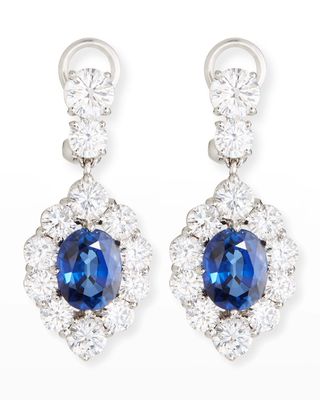 Synthetic Sapphire Oval Drop Earrings