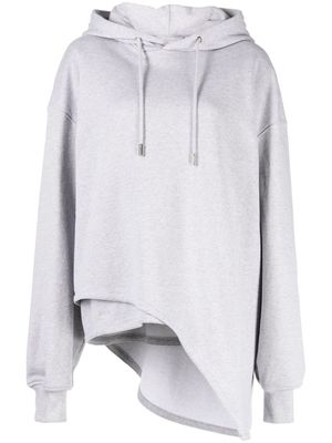 System asymmetric-design cotton hoodie - Grey