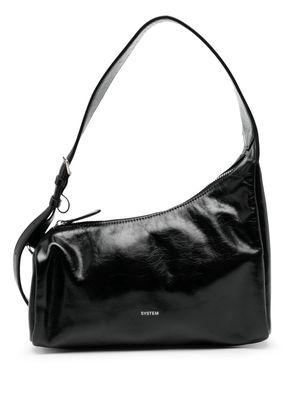 System asymmetrical leather shoulder bag - Black