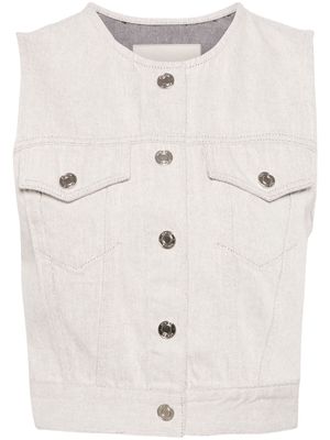 System collarless denim vest - Grey