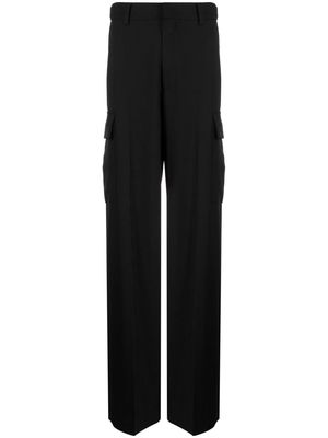System concealed-fastening wool-blend straight-leg trousers - Black