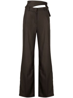 System cut-out detailing wool tailored trousers - Brown