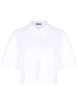 System drawstring short-sleeve cotton shirt - White