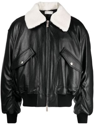 System faux-shearling collar pilot jacket - Black