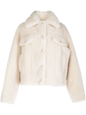 System fleece spread-collar jacket - Neutrals