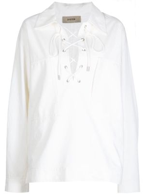 System lace-up detail blouse - White