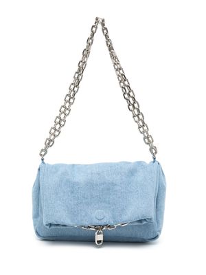 System padded denim shoulder bag - Blue