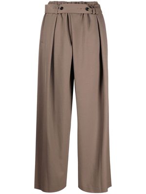 System pintuck wide-leg trousers - Brown