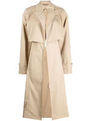 System rear-slit trench coat - Brown