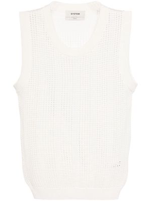 System round-neck open-knit tank top - White