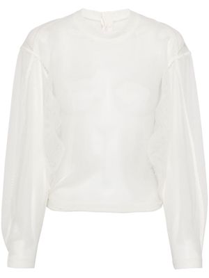 System semi-sheer jersey top - White