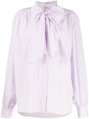 System semi-sheer pussy-bow blouse - Purple