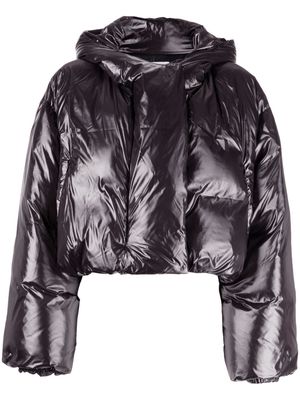 System slouch-hood padded-design jacket - Black