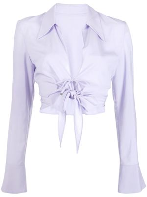 System tie-fastening cropped blouse - Purple