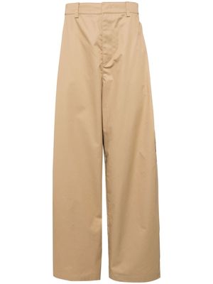 System wide-leg cotton cargo trousers - Brown