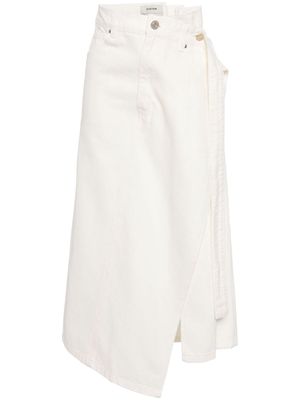 System wrapped denim maxi skirt - White