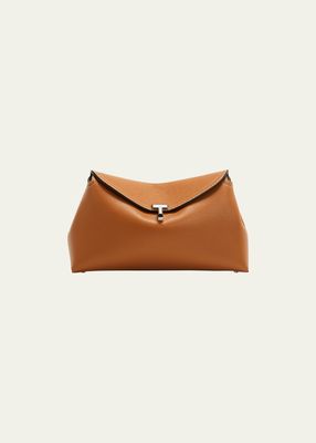 T-Lock Pebbled Leather Clutch Bag