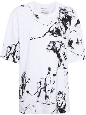 Taakk animal-print cotton T-shirt - White