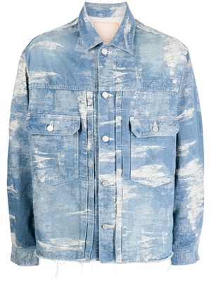 Taakk distressed-effect cotton jacket - Blue