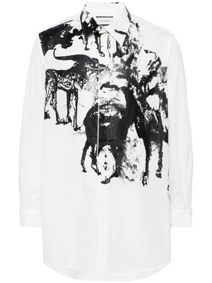 Taakk printed long-sleeve shirt - White