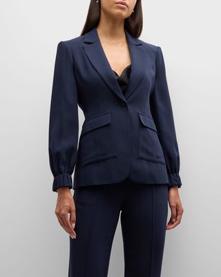 Tabitha Frill-Cuff Crepe Jacket with Cargo Pockets