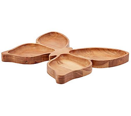 Tabletops Dolly Parton 4-Section Wood Butterfly Serve Tray