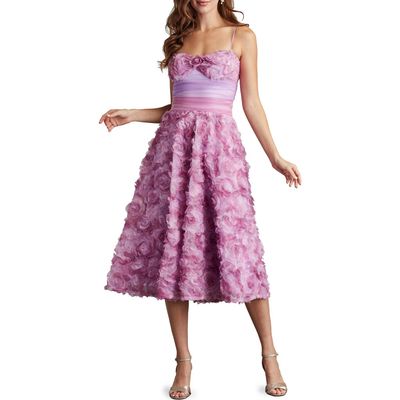 Tadashi Shoji 3-D Floral Cocktail A-Line Dress in Water Lily