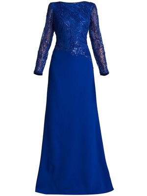 Tadashi Shoji A-line long sleeve gown - Blue