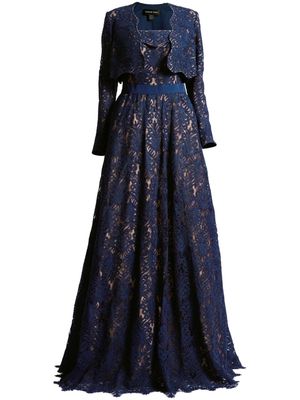 Tadashi Shoji corded-lace layered gown - Blue