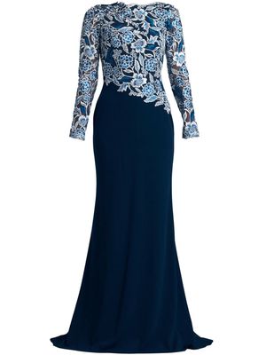 Tadashi Shoji floral-embroidered asymmetric maxi dress - Blue