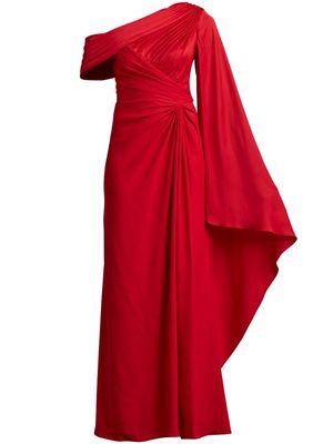 Tadashi Shoji fully-draped one-shoulder gown - Red