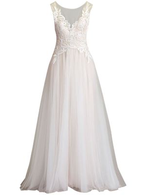 Tadashi Shoji Jardine lace-panelled bridal gown - White