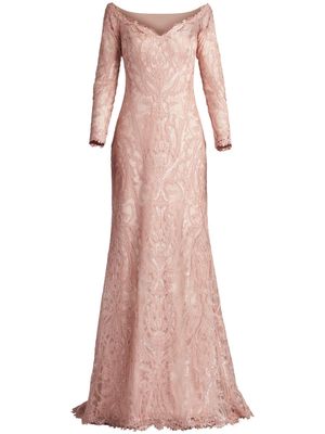 Tadashi Shoji lace sequin-embellished gown - Pink