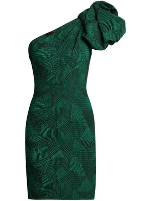Tadashi Shoji one-shoulder puff sleeve dress - Green