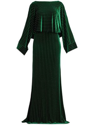 Tadashi Shoji rhinestone-embellished draped-back gown - Green